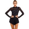 CHICTRY Patchwork Vestito Danza Classica Donna Paillettes Body da Pattinaggio Artistico Leotards Body da Balletto Manica Lunga Abito da Jazz Latino Danza Moderna