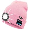 ATNKE Berretto Bluetooth con LED Illuminato, USB Ricaricabile Wireless Musicale Cappello Corsa Ultra Bright 4 LED Impermeabile Lampada per Sci Escursionismo Campeggio Ciclismo/Blended Pink Goldwire