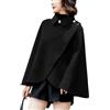 Generico Donna Autunno E Inverno Lana Miscela Moda Casual Colore Solido Caldo Mantello Giacca Classico Elegante Business Office Sciolto Risvolto Giacca Chic (Nero,Taglia unica)
