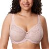 DELIMIRA Donna Reggiseno Minimizer in Pizzo Taglie Forti Coppa Completa con Ferretto Senza Imbottito Rose affumicate 4C