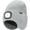ATNKE LED Illuminato Berretto Cappello con Paraorecchie,USB Ricaricabile 4 LED Corsa Cappello Lampada Invernale Calda Pile Foderato Lavorato Beanie Regali per Uomo e Donna/Gray
