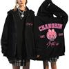 KASENFASHION Harajuku Streetwear Unisex Harajuku Felpa con Cappuccio - Y2K con Cerniera Dolce BangChan Lee Know Changbin Hyunjin Han Felix Seungmin I.N, Motivi Unisex Harajuku Streetwear, Nero14, XXL
