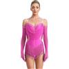 renvena Donna Abito da Ballo Latino Americano con Nappa Frange Body da Pattinaggio Artistico + Guanti Lunghi Leotards Danza Classica Costume Danza del Ventre