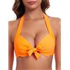 Ocean Blues Top bikini push-up da donna con scollo all'americana, Arancione fluo, S