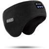 fesoklaf Cuffie Bluetooth a doppio strato per uomo e donna inverno freddo senza fili musica fuzzy foderato paraorecchie sport all'aria aperta corsa ciclismo, Nero , Taglia unica