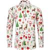 HISDERN Natalizia Camicia Uomo Manica Lunga Bianco Funky Camicia Natale Feste Button Down Regular Fit XL