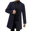 generisch Trench coat - Giacca lunga da uomo, in lana, tinta unita, con bottone, elegante cappotto da uomo, invernale, caldo, senza cappuccio, giacca a vento in pile, comoda vestibilità, blu navy, XXL