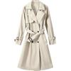 Tuopuda Trenchcoat Donna Giacca Primaverile Autunnale Cappotto Classico Doppiopetto Lungo Parka Windbreaker Giacche con Tasche, Beige, L