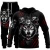 hiegi Wolf 3D - Tuta sportiva da uomo, con cappuccio