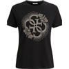 GUESS Donna T-Shirt Manica Corta E6GI01K68D2 Viscosa Nero L