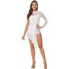 Freebily Donna Vestito da Danza Classica Lirica Monospalla in Pizzo Balletto Leotard Body da Ginnastica Abito da Ballo Contemporaneo Latino Costume da Danza Moderna Tango Bianco M
