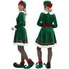 pvucpot Costume da elfo da donna, abito natalizio per adulti, 2 pezzi, carino Babbo Natale, elfo, con cintura