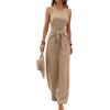 Onsoyours Tuta Donna Estivo Casual Ampia Salopette Eleganti Spalle Scoperte Spiaggia Overall Scollo A V Jumpsuit Lunga Monopezzi Con Cintura A Cachi XL