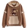 L SERVER Felpa con Cappuccio da Ragazza per Bambini con Stampa Cartoni Animati Primavera e Autunno Casual per Sport, Marrone - Strega, 164
