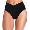 SHEKINI Donna Fondo Bikini Classico Costumi da Bagno Briefs Nero Nuoto Slip A Vita Alta Ruched Tronchi Retro Tankini Pantaloncini Bikini Donna da Spiaggia (XL,Nero B)