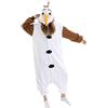 RANSUU Olaf Onesie Costume pupazzo di neve Relaxo Jumpsuit Adulto Pigiama Donna Uomo Animale Pigiama Natale Carnevale Halloween, bianco, L