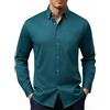 Mauro Kane Camicia No Stiro Uomo Manica Lunga, Camicia da Uomo Elegante Blu Pavone XXL