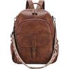 RAVUO Zaino Donna in Pelle PU Borsa Tracolla Elegante con Multitasche per Lavoro, Shopping, Università, Marrone