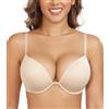 DotVol Reggiseno Donna con Scollo a V Profondo Push up Imbottito con Ferretto Intimo Quotidiano Beige 4A
