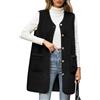 RITOSTA Gilet Pile Donna Lungo Smanicato Giacca Teddy Invernale Caldo Giubbotto Termica Cappotto Senza Maniche Elegante Gilet Pelliccia Lunga Parka Giacche con Tasca(Nero,S)