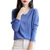 Chanyarn Donna 100% Lana Merino Maglie Termiche Maglietta Scollo a V Manica Lunga Viaggio Escursionismo T-Shirt Termiche Base Layer (Blue,M)