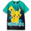 Pokémon Top da Bagno per Ragazzi Pikachu in Verde | T-Shirt Grafica a Maniche Corte | Abbigliamento da Spiaggia Classico dei Cartoni Animati | Costumi da Bagno Girocollo con Chiusura - 5-6 Anni