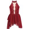 iiniim Vestito Pattinaggio Artistico Bambina da Danza Classica Lirica Contemporanea Senza Maniche Abito da Ballo Balletto Moderno Jazz Costumi Borgogna 11-12 Anni