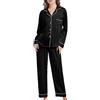 SHCNSJC Pigiama Seta Donna Pigiama Lungo da Donna, Pigiami Due Pezzi Donna Manica Lunga con Bottoni, Pigiama da Donna in Raso, Pigiama Donna Invernale, Set Pigiama da Notte S-XXL