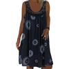 Generisch Vestito estivo midi con stampa in pizzo senza maniche, a linea A, vestito da spiaggia con scollo rotondo, lunghezza al ginocchio, T-shirt da donna, Nero , 3XL