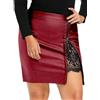 Onsoyours Gonna Corta Donna Pizzo Spacco Gonna in Pelle Pu Sexy Vita Alta Bodycon Mini Gonna con Cerniera Casual Clubwear Dress Elegante Abito da Festa A Vino Rosso XL
