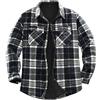 ZENTHACE Camicia giacca da uomo in flanella foderata in caldo pile Sherpa (tutto foderato in pile Sherpa), blu navy/beige., XX-Large