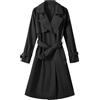 Vancavoo Trenchcoat Donna Giacca Primaverile Autunnale Cappotto Classico Doppiopetto Lungo Parka Windbreaker Giacche con Tasche,Nero,M