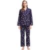 GLOBAL Pigiama Donna Flanella Donna Pigiami Cotone Maniche Lunghe Pigiami Due Pezzi da Donna Camicie da Notte da Donna Pjs Confortevole Sleepwear Caldo Morbido Blu,Bastoncini di Zucchero di Natale L