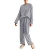 Hveuluop Gieen Pigiama da Donna a Coste - Maglia a Maniche Lunghe con Scollo Rotondo e Pantaloni in Pile Corallo, vestibilità Comoda, in Velluto Corallo, Taglia Unica