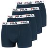 Fila 4 Pacco Convenienza Uomo Boxer - Logo Pants - Monocolore - Molti Colori - Blu Marino, M - 4 Pack