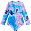 WYTbaby Costume da bagno da bambina, a maniche lunghe, a sirena, costume intero estivo da 3 a 8 anni
