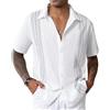 CTU Camicie da bowling da uomo a maniche corte vintage con stampa abbottonatura hawaiana camicie per le vacanze da uomo M-3XL, bianco, M