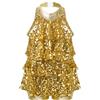 Freebily Body da Danza Classica Bambina Paillettes Halter Leotards Body da Balletto Abito da Pattinaggio Artistico Jazz Salsa Rumba Samba Danza Moderna Costume di Ballo Oro 7-8 anni