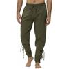 SHEYOW Uomo Pantaloni Medievale retrò con Lacci Punk Pants Cosplay da Vichingo Pirata Costume Halloween (L, Verde)