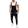 AnyuA Uomo Salopette in Jeans, con Tasca sul Petto, Jumpsuit Tuta, Denim Nero XL