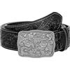 LEACOOLKEY LEACOOLEKY Western Cowboy Cintura da uomo Longhorn Bull Buckle Cintura in pelle goffrata, larghezza 3,8 cm, Nero, (130CM) Passform Größe 119cm-129cm