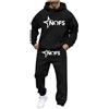 Generisch Tuta da jogging da uomo NOFS, set da 2 pezzi, con cappuccio e pantaloni da jogging, sportiva, per il tempo libero, invernale, calda, tuta sportiva oversize, set Y2K Hip Hop Streetwear