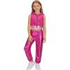 Kaerm Completo da Danza Hip Hop Bambina Tuta Ginnastica Artistica con Paillettes Felpa con Cappuccio Canotta Sportiva + Pantaloni Sportivi Lucidi Costume Danza Moderna Jazz