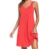 Uniexcosm Camicia da Notte Donna Cotone Corta Con Girocollo Sciolto Maniche Corte Volant Lovable Sleepwear per Casa e Casuale Anguria Rossa XXL