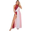 Agoky Vestito da Danza Moderna per Donna Abito da Ballo Lirico Latino Balleria Senza Manica in Chiffon Vestito Elegante da Pattinaggio Artistico Tango Dancewear