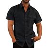 Aoouekul Camicia in lino da uomo in cotone, a maniche corte, per il tempo libero, per uomo, in lino, a maniche corte, Nero , XXXXXL