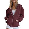 Fulidngzg Felpa Donna Invernale Autunno Tinta Unita in Pile Giapponese con Zip e Cappuccio Felpe Ragazza Casual Elegante con Tasche Abbigliamento Donna Primaverile Calda per Palestra Case Lavoro