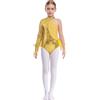 Freebily Body Ginnastica Artistica Bambina Paillettes Leotards Balletto Body Danza Classica Ballerina con Gonna in Tulle Abito da Pattinaggio Artistico Ballo Latino Americano Oro 9-10 anni