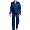 Sanraflic Pigiama da uomo in raso, set di biancheria da notte e abbigliamento da casa blu navy XXL