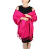 York Shawls Pashmina artigianale, con nappine, gruccia in omaggio, colori vari Cerise Taglia unica